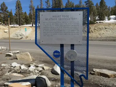 Mount Rose Weather Observatory, Nevada Historical Marker No. 230, Mount Rose Summit, Nevada Route 431, Nevada (16340363263)