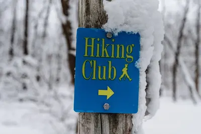 Hiking Club Sign in Snow - Sakatah Lake State Park, Minnesota in Winter (38880624520)