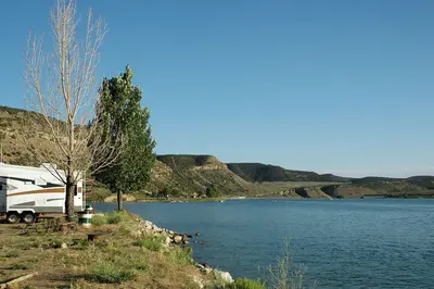 Camping on the shore of Kenney Reservoir, near Rangely, 2009