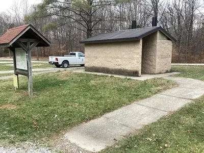 A photo of vault toilets at Hickory  Ridge Campground