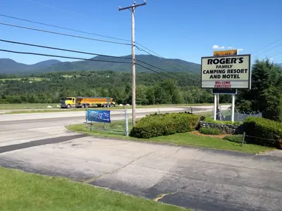 Entrance to Roger's Family Camping Resort and Motel - Welcome Porcfest 2015 - Lancaster, New Hamsphire, USA