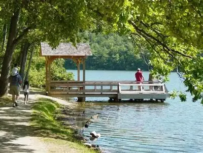 Accessible fishing pier at the lower lake.