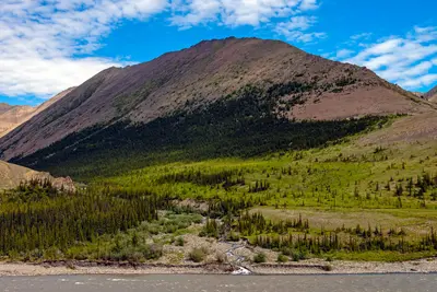 Mountain and brook draining into Firth River, Ivvavik National Park, YT