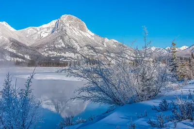 Roche Ronde reflected in the Athabasca River