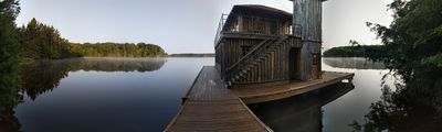 Panorama of Boathouse on Lake Namekagon at Forest Lodge