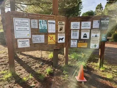 Waxmyrtle Campground information board