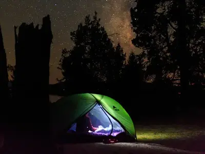 Nighttime reading, Plumas National Forest