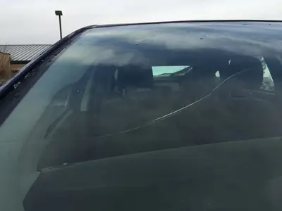 2015-01-29 08 11 14 A cracked windshield in Elko, Nevada