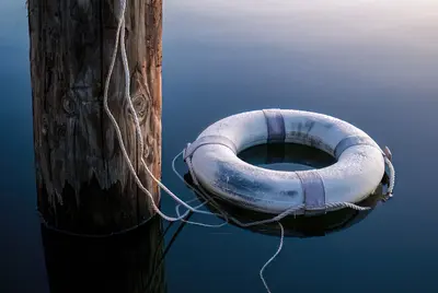 Frost-covered lifebuoy, Lake Siskiyou