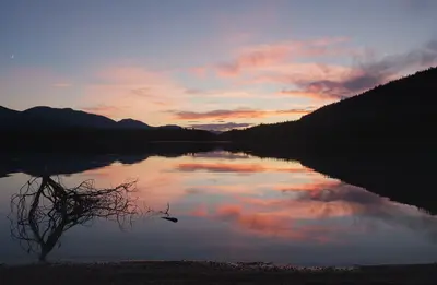 Civil twilight sunset over Sandy Lake (DSCF2996)