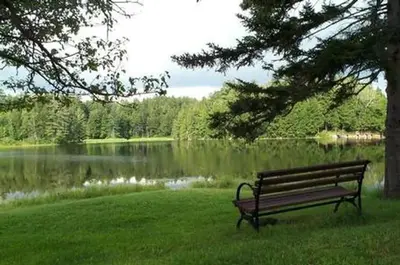 Hapgood Pond with picnic table in foreground