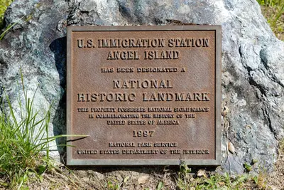 National Historic Landmark plaque for US Immigration Station Angel Island