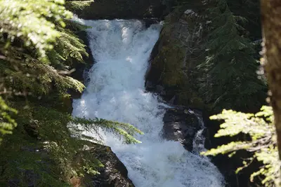Deer Creek Falls is a series of falls below SR123 along the trail connecting to the Eastside Trail. (293d0254-3a23-4db9-aa42-4983276e93de)