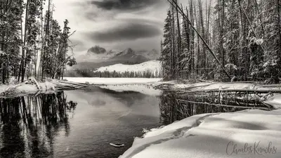 Snow fall over Little Redfish Lake from the outlet - Flickr - Knowles Gallery