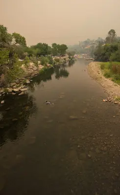 Cedar Fire - Boy in Stream