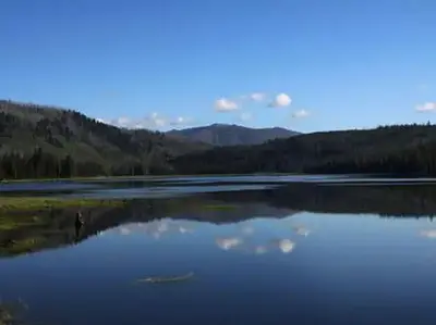 Upper Payette Lake on a calm morning.