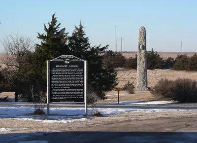Massacre Canyon monument and marker
