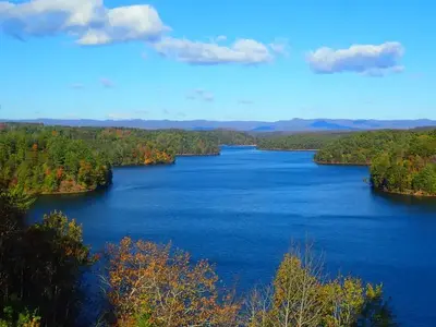 Overview of Philpott Lake.