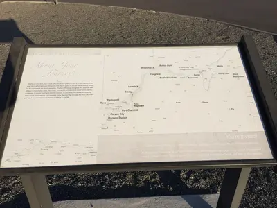 2015-04-02 18 28 21 Faded descriptive sign about the California Trail at the junction of Interstate 80 and U.S. Route 95 in the Forty Mile Desert of Churchill County, Nevada