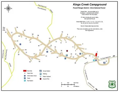 Map of Kings Creek Main Campground