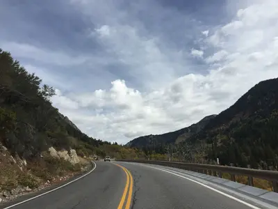 2015-09-29 12 37 31 View east along Little Cottonwood Canyon Road (Utah State Route 210) about 8.3 miles southeast of the intersection with Big Cottonwood Canyon Road (Utah State Route 190) in Salt Lake County, Utah