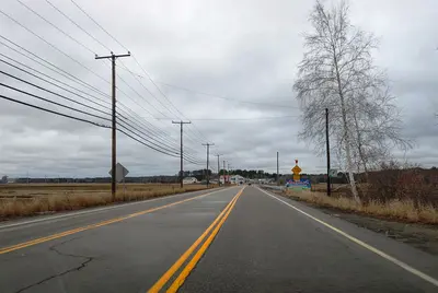 US 1 sb at Taylor River marshes, Hampton, NH, April 2025