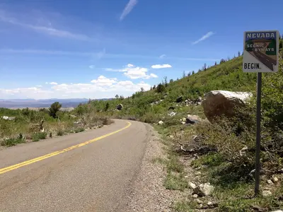 2014-06-22 12 32 03 The first Nevada Scenic Byways reassurance sign along northbound Nevada State Route 231 (Angel Lake Road)