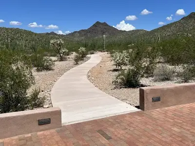 The ADA accessible portion of the Perimeter Trail connecting with the accessible trail to the amphitheater at TWIN PEAKS CAMPGROUND