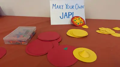 Bihu themed craft activity at Edmonton Rongali Bihu celebration, 2025, Alberta, Canada