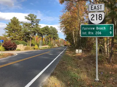 2019-10-29 15 06 26 View east along Virginia State Route 218 (Caledon Road) between Vassar Drive and Sierra Crossing in Mustoe, King George County, Virginia