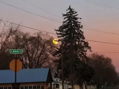 Full moon over Main St, Stanfield OR