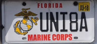 Florida 2018 Marine Corps license plate - UNI8A