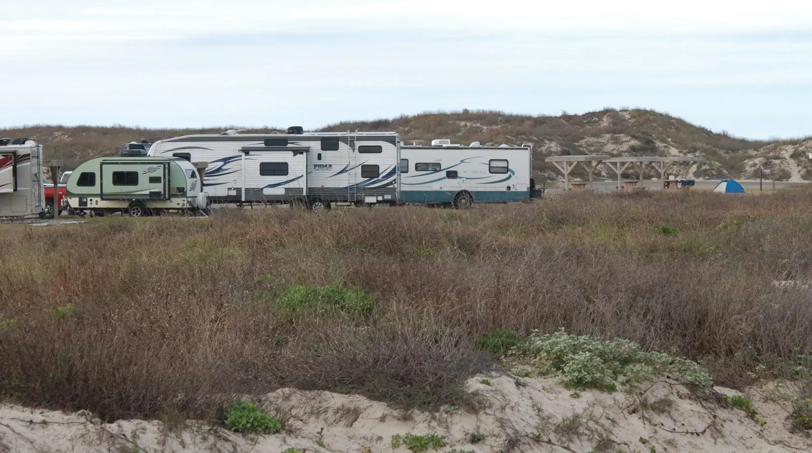 Gravel sites viewed from boardwalk