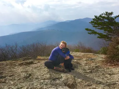 Selina and Bear Enjoying View at Spy Rock (32629613826)