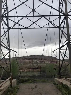 The group camped next to a historic bridge destroyed by wildfire Dewey Bridge Campground, Moab, UT Photo by BLM-UT (46986232505)
