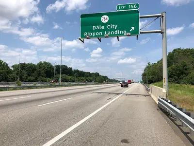 2019-05-29 14 03 46 View north along Interstate 95 at Exit 156 (Virginia State Route 784, Dale City, Rippon Landing) on the edge of Dale City and Neabsco in Prince William County, Virginia