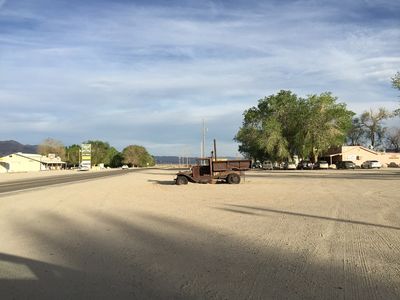 2015-04-29 18 30 55 Old truck and buildings along Nevada State Route 264 (Fish Lake Valley Road) in Dyer, Nevada