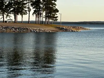 A photo of one of multiple RAYBURN Park Boat Launches from across the water.