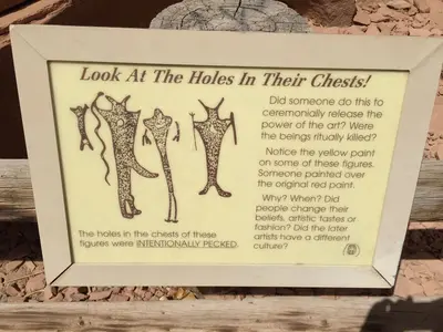 2015-09-27 13 01 46 "Look At The Holes In Their Chests!" descriptive sign at the Buckhorn Draw Pictograph Panel in Emery County, Utah