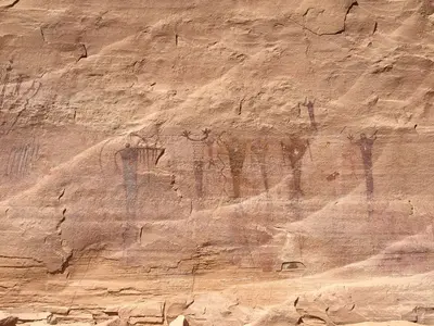 2015-09-27 13 01 40 Pictographs on the Buckhorn Draw Pictograph Panel in Emery County, Utah