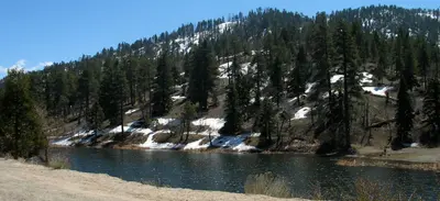 Snow melting at Jackson Lake, April - panoramio