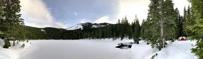 Winter campsite at Olallie Lake