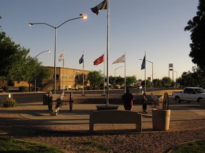 Memorial in Mesquite, Nevada During Annular Eclipse Twilight (7239346354)