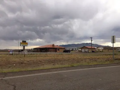 2014-08-19 17 06 17 Lone Mountain Station at the junction of Nevada State Route 225 (Mountain City Highway) and Nevada State Route 226 (Deep Creek Highway) in Elko County, Nevada