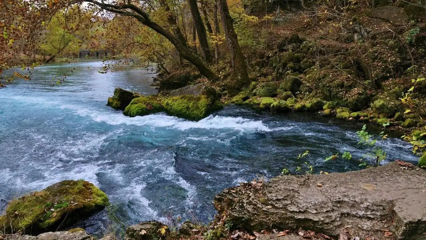 Big Spring flows along it's tree and moss-lined banks