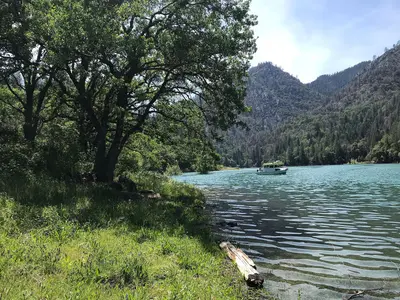 Boat on the McCloud Arm Shasta Lake