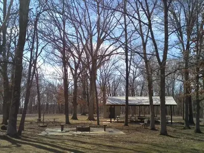 Picnic Shelter, Firepit, and Restroom
