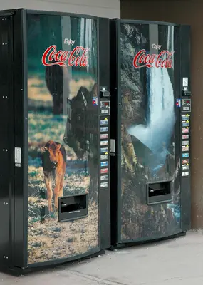 Nature photography on Coca-Cola vending machines, Canyon Village, Yellowstone National Park, 2009
