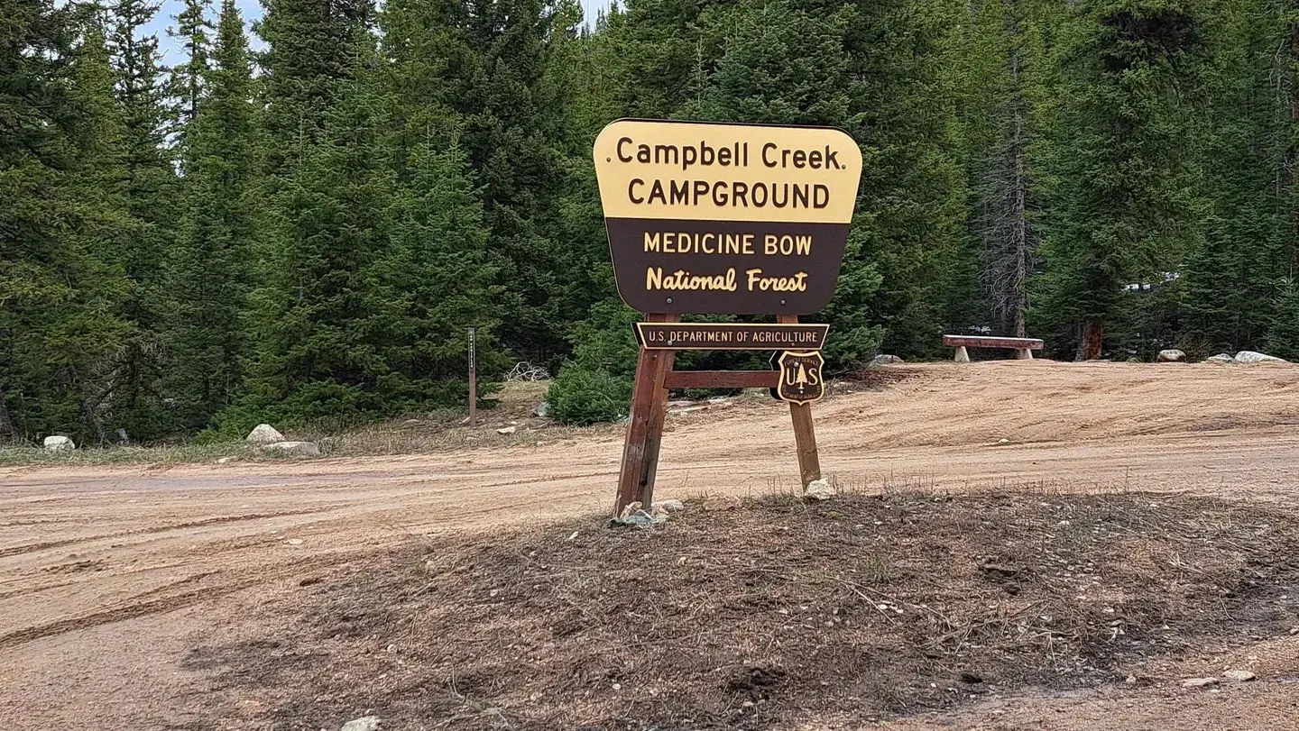 Campbell Creek Campground Site Sign at entrance.