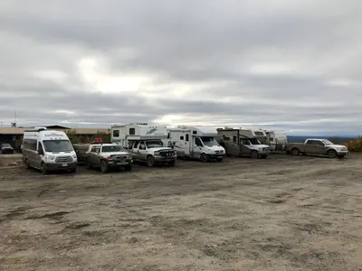 Northbound RV parking mates (that's us in the middle) (48681147817)